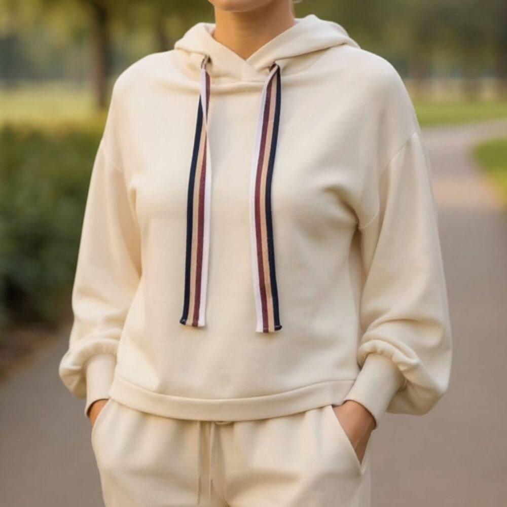 Ramy Brooke Tatum Puff-Sleeve Hoodie - Bone ~$155